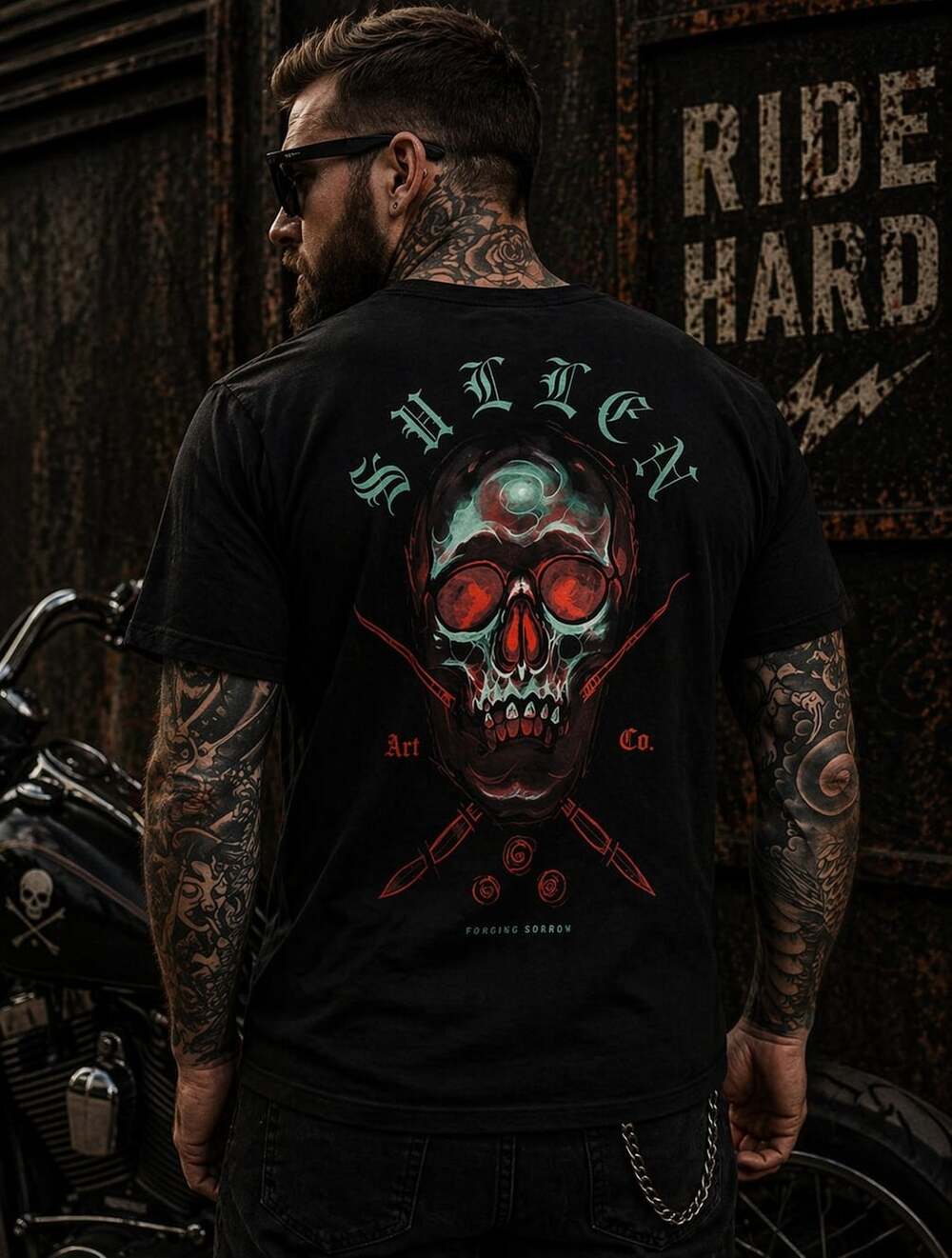 Sullen Art Collective Glow Skulls Premium Shirt Size XL NWT New D50 Biker MMA